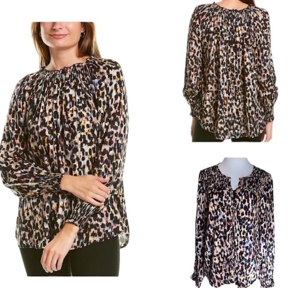 Beachlunchlounge Piper Ecovero Top Multicolored Abstract Blouse D35 - Picture 3 of 13